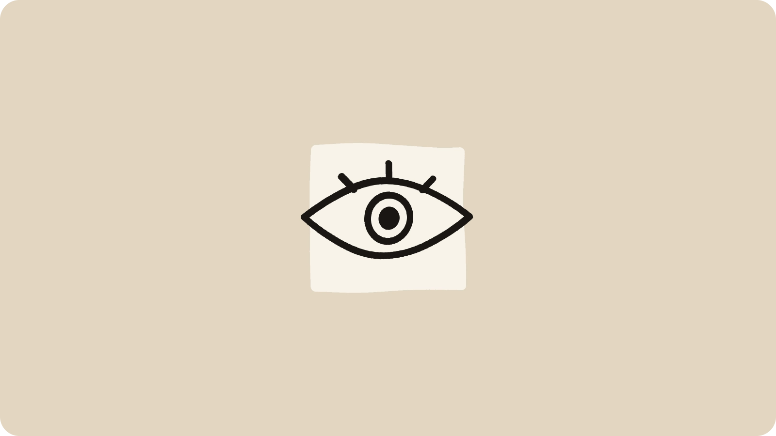 MCP runtime defense illustration. Hand-drawn eye watching the boundary between agent and tool, on a tan background.